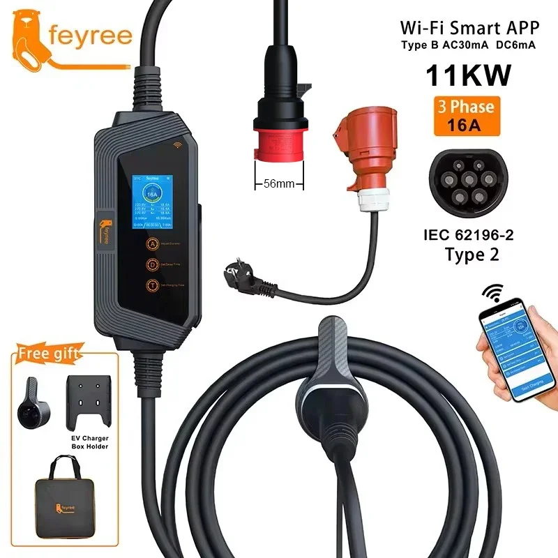 เครื่องชาร์จรถยนต์ไฟฟ้าแบบพกพา - Type 2 Portable Ev Charger 11Kw Cee บทวิจารณ์และราคา